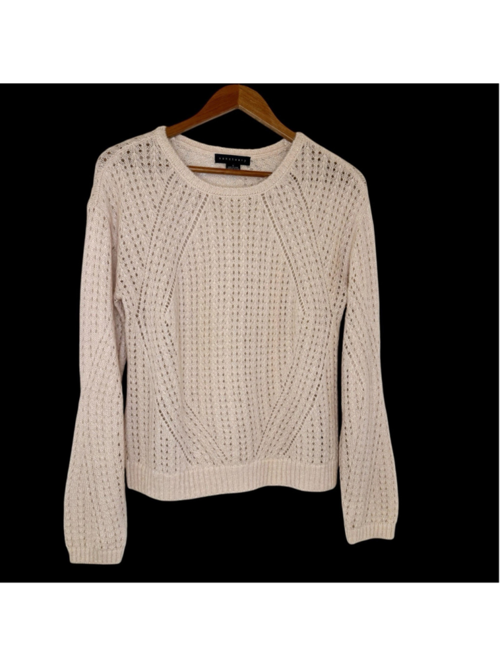 Sanctuary Open‎ Knit Sweater Small Light Pink Blush Wool Mohair Blend Cozy Boho